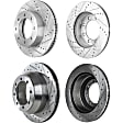 Front and Rear Brake Disc, 4-Wheel Set, Cross-drilled and Slotted, Vented, 4WD, Pro-Line Series