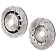 Front, Driver and Passenger Side Brake Discs, Cross-drilled and Slotted, Vented, 5 Lugs, Pro-Line Series