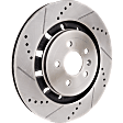 Front, Driver and Passenger Side Brake Discs, Cross-drilled and Slotted, Vented, 5 Lugs, Pro-Line Series