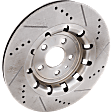 Front, Driver and Passenger Side Brake Discs, Cross-drilled and Slotted, Vented, 5 Lugs, Pro-Line Series