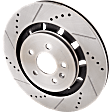 Front, Driver and Passenger Side Brake Discs, Cross-drilled and Slotted, Vented, 5 Lugs, Pro-Line Series