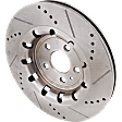 Front, Driver and Passenger Side Brake Discs, Cross-drilled and Slotted, Vented, 5 Lugs, Pro-Line Series