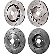 Front and Rear Brake Discs, 4-Wheel Set, Cross-drilled and Slotted, 5 Lugs, Pro-Line Series