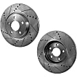Rear Brake Disc, 2-Wheel Set, Cross-drilled and Slotted, Vented, 5 Lugs, Pro-Line Series