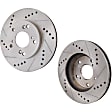 2012-2018 Ford Focus - Rear Brake Discs, Cross-drilled and Slotted, Solid, 5 Lugs, 10.67 in. Disc Diameter, Pro-Line Series