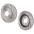 Rear Brake Disc, Cross-drilled and Slotted, Vented, 5 Lugs, Pro-Line Series