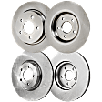 Front and Rear Brake Discs, 4-Wheel Set, Plain Surface, Vented - Front, Solid - Rear, 5 Lugs, 11.81 in. Front/11.02 in Rear Disc Diameter, 3.15 in. Hub Reg, Pro-Line Series