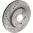 Front and Rear Brake Disc, Natural Finish, Cross-drilled and Slotted, Front-Vented/Rear-Solid, 5 Lugs, Front-296 mm/Rear-304.4 mm, Pro-Line Series
