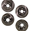 Front and Rear Brake Disc, 4-Wheel Set, Plain Surface, Vented - Front; Solid - Rear, 5 Lugs, Pro-Line Series