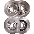 Front and Rear Brake Disc, 4-Wheel Set, Plain Surface, Vented - Front; Solid - Rear, 5 Lugs, Pro-Line Series