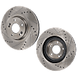 Front Brake Disc, Cross-drilled and Slotted, Vented, 5 Lugs, Pro-Line Series