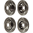 Front and Rear Brake Disc, 4-Wheel Set, Plain Surface, Vented - Front; Solid - Rear, 5 Lugs, Pro-Line Series