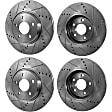 Front and Rear Brake Disc, 4-Wheel Set, Cross-drilled and Slotted, Vented - Front; Solid - Rear, 5 Lugs, Pro-Line Series