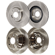 Front and Rear Brake Disc, 4-Wheel Set, Plain Surface, Vented - Front; Solid - Rear, 5 Lugs, Pro-Line Series