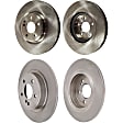 Front and Rear Brake Disc, 4-Wheel Set, Plain Surface, Vented - Front; Solid - Rear, 5 Lugs, Pro-Line Series