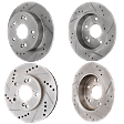 Front and Rear Brake Disc, 4-Wheel Set, Cross-drilled and Slotted, 5 Lugs, Pro-Line Series