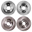 Front and Rear Brake Disc, 4-Wheel Set, Plain Surface, Vented - Front; Solid - Rear, 5 Lugs, Pro-Line Series