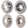 Front and Rear Brake Disc, 4-Wheel Set, Cross-drilled and Slotted, Vented - Front; Solid - Rear, 5 Lugs, Pro-Line Series