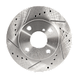 Front and Rear Brake Disc, 4-Wheel Set, Cross-drilled and Slotted, Vented - Front; Solid - Rear, 5 Lugs, Pro-Line Series