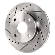 Front and Rear Brake Disc, 4-Wheel Set, Cross-drilled and Slotted, Vented - Front; Solid - Rear, 5 Lugs, Pro-Line Series