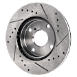 Front and Rear Brake Disc, 4-Wheel Set, Cross-drilled and Slotted, Vented - Front; Solid - Rear, 5 Lugs, Pro-Line Series
