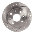 Rear Brake Disc, Cross-drilled and Slotted, Solid, 5 Lugs, Pro-Line Series