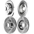 Front and Rear Brake Disc, 4-Wheel Set, Plain Surface, Vented - Front; Solid - Rear, 5 Lugs, Pro-Line Series