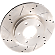 Front and Rear Brake Discs, 4-Wheel Set, Cross-Drilled and Slotted, Vented - Front, Solid - Rear, 5 Lugs, Pro-Line Series