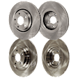 Front and Rear Brake Disc, 4-Wheel Set, Plain Surface, Vented - Front; Solid - Rear, 5 Lugs, Pro-Line Series