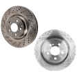 Front and Rear Brake Disc, Cross-drilled - Front, Plain Surface - Rear, Vented, 5 Lugs, Pro-Line Series