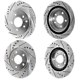 Front and Rear Brake Disc, 4-Wheel Set, Cross-drilled and Slotted, 5 Lugs, Pro-Line Series