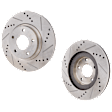 Front Brake Discs, Cross-Drilled and Slotted, Vented, 5 Lugs, Pro-Line Series