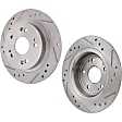 Rear Brake Disc, Natural Finish, Cross-drilled and Slotted, Solid, 5 Lugs, 277.62 mm, Pro-Line Series