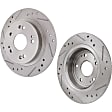 Rear Brake Disc, Natural Finish, Cross-drilled and Slotted, Solid, 5 Lugs, 277.62 mm, Pro-Line Series