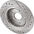 Rear Brake Disc, Natural Finish, Cross-drilled and Slotted, Solid, 5 Lugs, 277.62 mm, Pro-Line Series