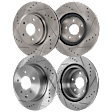 Front and Rear Brake Disc, 4-Wheel Set, Cross-drilled and Slotted, Vented, 5 Lugs, Pro-Line Series