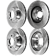 Front and Rear Brake Discs, 4-Wheel Set, Plain Surface, Vented, 5 Lugs, 13.78 in. Front/12.99 in. Rear Disc Diameter, Cast Iron, Pro-Line Series