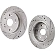 Rear Brake Discs, Cross-Drilled and Slotted, Solid, 5 Lugs, 10.98 in. Disc Diameter, Pro-Line Series