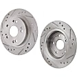 Rear Brake Discs, Cross-Drilled and Slotted, Solid, 5 Lugs, 10.98 in. Disc Diameter, Pro-Line Series
