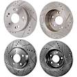 Front and Rear Brake Discs, 4-Wheel Set, Cross-drilled and Slotted, 5 Lugs, Pro-Line Series