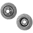 Front Brake Disc, Natural Finish, Cross-drilled and Slotted, Vented, 5 Lugs, 327.91 mm, Pro-Line Series