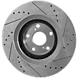 Front Brake Disc, Natural Finish, Cross-drilled and Slotted, Vented, 5 Lugs, 327.91 mm, Pro-Line Series