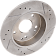 Front and Rear Brake Discs, 4-Wheel Set, Cross-drilled and Slotted, 5 Lugs, Pro-Line Series