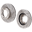 Front Brake Disc, Natural Finish, Cross-drilled and Slotted, Vented, 6 Lugs, 318.77 mm, Pro-Line Series