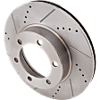 Front Brake Disc, Natural Finish, Cross-drilled and Slotted, Vented, 6 Lugs, 318.77 mm, Pro-Line Series