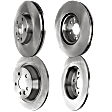Front and Rear Brake Disc, 4-Wheel Set, Plain Surface, Vented - Front; Solid - Rear, 5 Lugs, Pro-Line Series