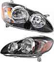 2005-2008 Toyota Corolla - Driver and Passenger Side Headlights, with Bulbs, Halogen, USA Built Vehicle, Black Interior, without turn signal light Bulbs