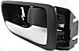 Front or Rear, Driver and Passenger Side Interior Door Handles, Chrome Lever with Black Bezel, With door lock button, Japan Or USA Built Vehicle