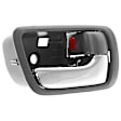 Front or Rear, Driver and Passenger Side Interior Door Handles, Gray bezel with chrome lever, With door lock button, Japan Or USA Built Vehicle