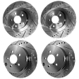 Front and Rear Brake Disc, Natural Finish, Cross-drilled and Slotted, 5 Lugs, Front-293.4 mm/Rear-274 mm